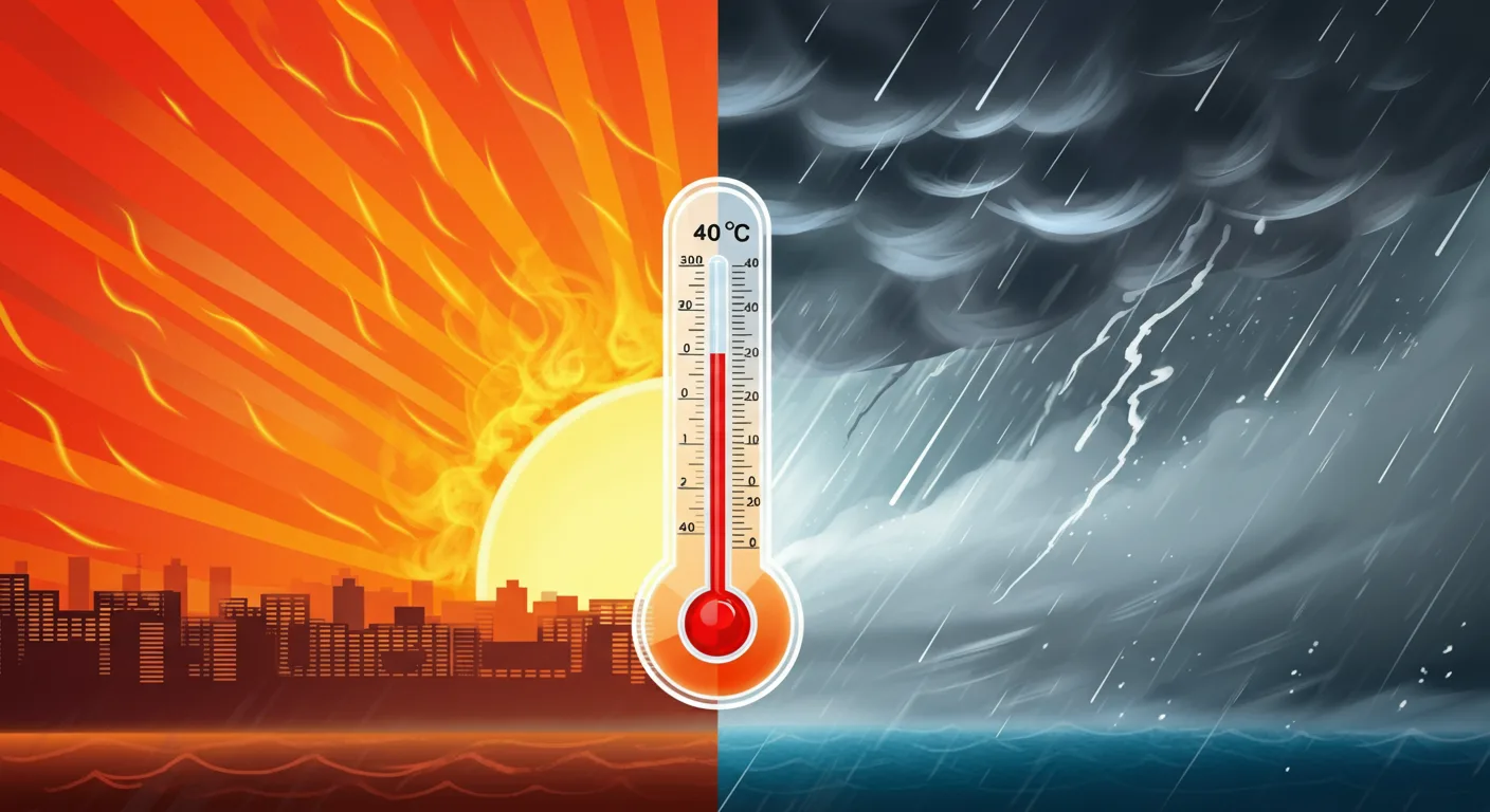 40℃猛暑と台風9号の複合災害イメージ
